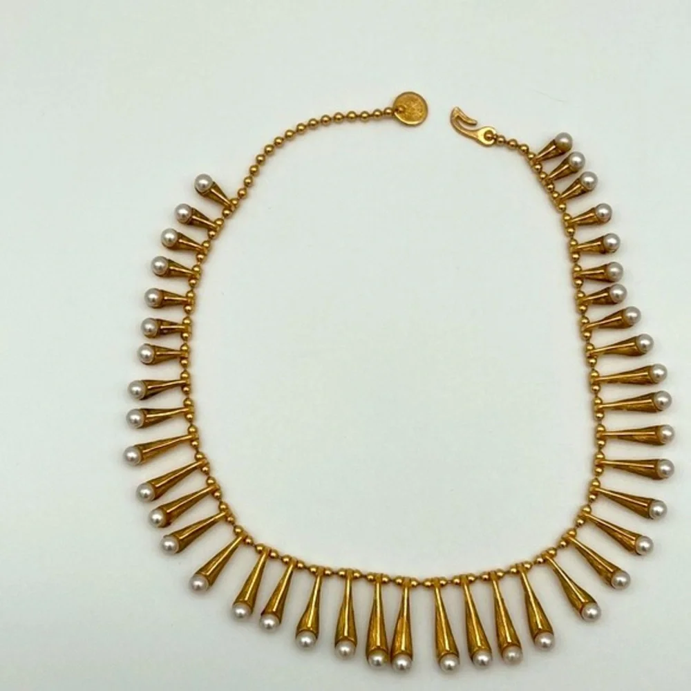 Vintage HAR Gold Tone and Faux Pearl Necklace